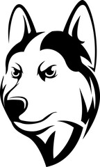 Fototapeta premium Head of dog. Wolf. abstract character illustration. Graphic logo of husky design template for emblem. Image of portrait.