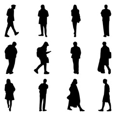 Vector Collection Set of Casual People Silhouettes