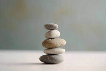 Zen-inspired balanced stone tower. Generative AI