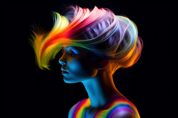 colorful hair cut pop surrealism, ai