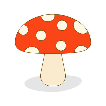 Cute mushroom character in a kawaii style on white background.