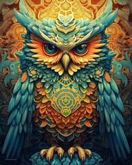 Obraz premium The Artistry of an Orange Owl
