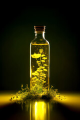 Refined rapeseed oil in a bottle , ai - obrazy, fototapety, plakaty