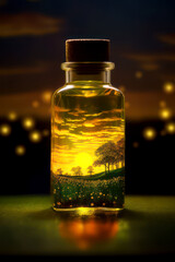 Refined rapeseed oil in a bottle , ai