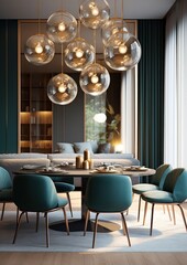 Concept of Modern Minimalist Design: Close-up of Loung dining room.