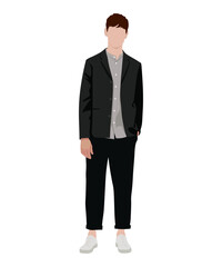 Obraz na płótnie Canvas Stylish man in fashionable clothes on a white background. Vector illustration in flat style
