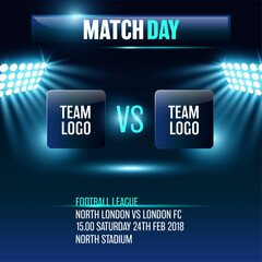 Football match sport graphics blue light template for online broadcast and social media