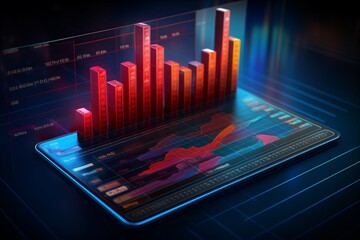 Futuristic Digital Calendar Marked with Growth Charts for 2023: Symbolizing Business Growth Strategies and Market Trends generative AI