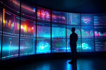Futuristic Holographic Display Showcasing Market Trends: Symbolizing Advanced Data Visualization in Business generative AI