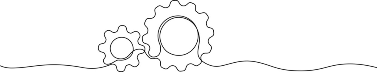 continuous single line drawing of gear wheels, gear line art vector illustration © Christian Horz