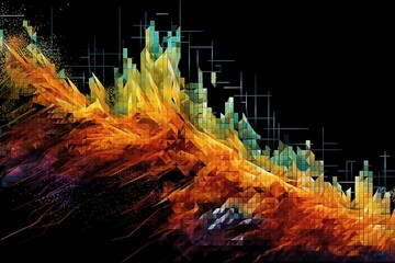 Abstract Representation of Sharp Downturn Financial Graph: Symbolizing Economic Collapse, Stock Market Crash, and Recession generative AI