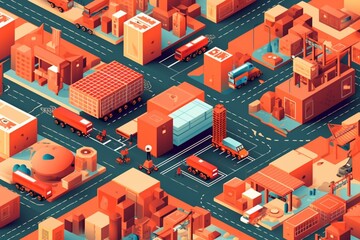 Abstract Depiction of Supply Chain Logistics: Symbolizing Smooth Operation of Goods Delivery from Production to Consumers generative AI
