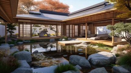 Japan Culture Home and Garden Concept: Embracing the Timeless Elegance and Tranquility of Japanese Aesthetics, Creating a Harmonious Fusion of Indoor and Outdoor Spaces