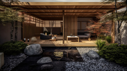 Japan Culture Home and Garden Concept: Embracing the Timeless Elegance and Tranquility of Japanese Aesthetics, Creating a Harmonious Fusion of Indoor and Outdoor Spaces