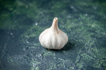 front view fresh garlic on dark background plant vegetable food pepper sour seasoning greens