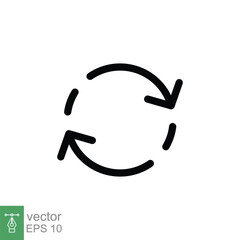 Reload, refresh icon. Simple outline style. Repeat, renew, rotate arrow, cyclic rotation, exchange concept. Thin line symbol. Vector illustration isolated on white background. EPS 10.