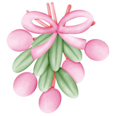 Group sweet pink Christmas cherry branch illustration
