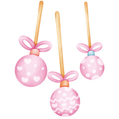 Three sweet pink Christmas hanging illustration
