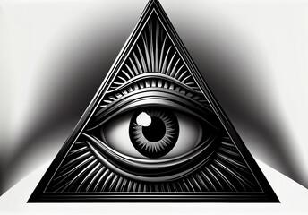black eye icon in a pyramid. Masonic sign. ai generated. Generative AI
