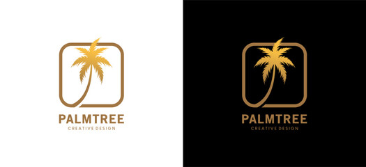 Luxury palm tree logo design in modern abstract box