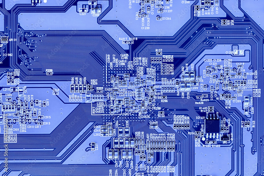 Wall mural Electronic circuit board close up.	