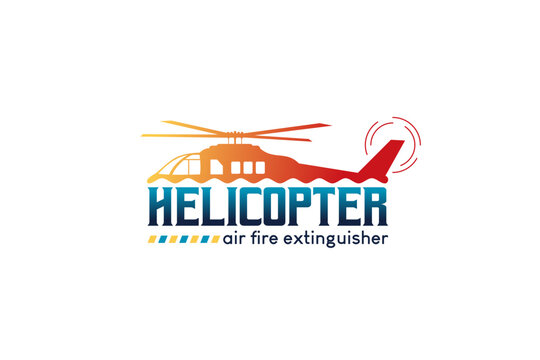 Firefighter helicopter logo design, modern fire rescue emergency helicopter vector illustration