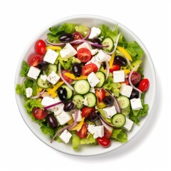 Greek Salad isolated on white background. Generative AI