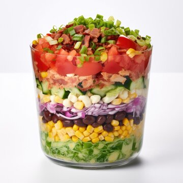 Seven-Layer Salad isolated on white background. Generative AI