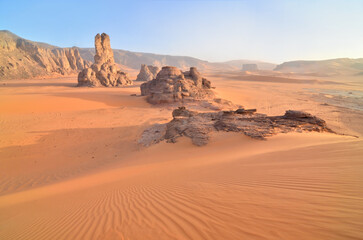 Fototapeta na wymiar Panorama of the Sahara Desert in Algeria