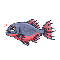 piranha fish cartoon.vector illustration of monster fish with sharp teeth