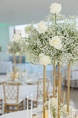 gypsophila flowers for the wedding table decoration. Floristic concept	
