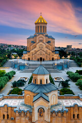 Holy Trinity Cathedral of Tbilisi in Georgia. - obrazy, fototapety, plakaty
