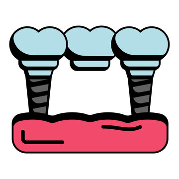 Replacing one Missing Teeth concept, Hybrid Designed Dental Bridge vector icon design, Dentures symbol,Oral Healthcare sign, Dental instrument stock illustration 