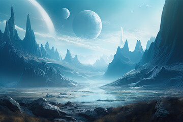 Spectacular Blue Extraterrestrial Landscape - Midjourney AI Prompt