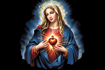 Immaculate Heart of the Holy Mary. AI generativ.