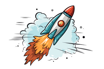 Rocket in space. Illustration