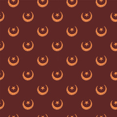 Seamless pattern with hand drawn moon and stars silhouettes print.