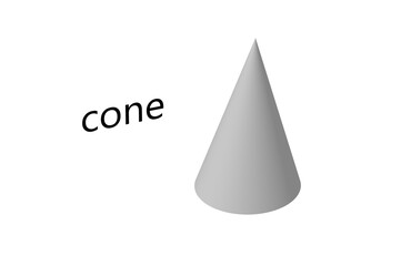 education for children geometric figure cone white background 3d rendering