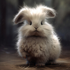 Super adorable static affected fuzzy bunny rabbit with gloomy stormy background