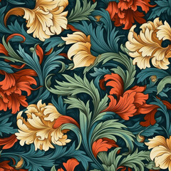 Pattern with beautiful flowers in neutral pastel colors, generative ai