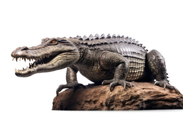 Naklejka premium Crocodile full body showing jaws on white isolate background, Generative AI