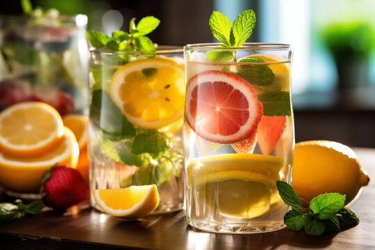 Refreshing Summer Drinks: Healthy Lemonades, Citrus-Infused Water and Mojitos, Generative Ai