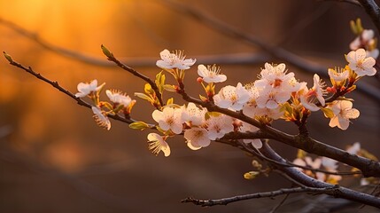 Beautiful Cherry blossom flower in blooming with branch . Generative AI