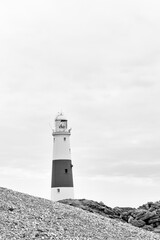 Fototapeta na wymiar Black and white picture of a lighthouse
