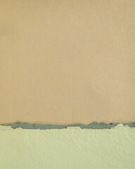 abstract paper landscape in green and brown pastel tones - collection of handmade rag papers