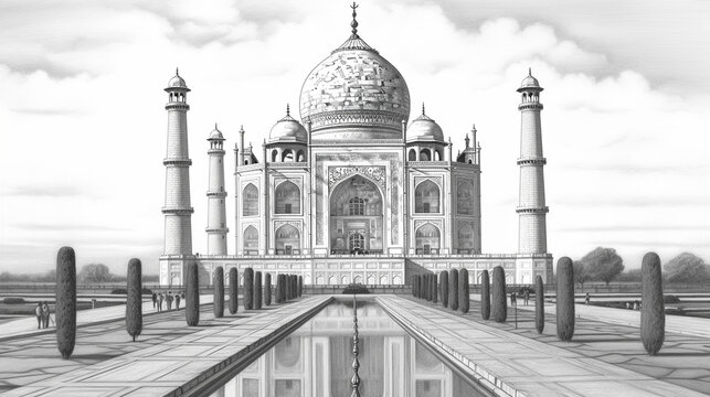 Taj mahal sketch illustration image_picture free download  401692613_lovepik.com