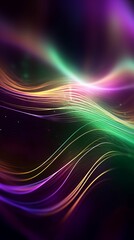 Abstract Futuristic Background with Gold, Green, and Purple