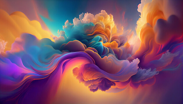 Fototapeta Colorful swirling dreams. Cloud background with abstract movement. Vision of beauty and imagination. Sky full of wonder and fantasy Ai generated image