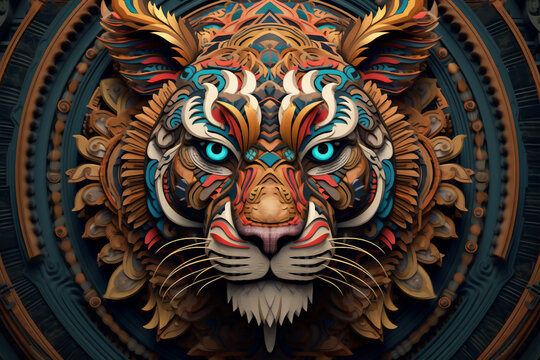 Generative AI - dmt art style, face of tiger