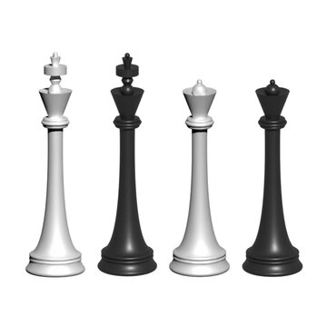 Realistic chess pieces in group set. 3d vector king and queen. Chess figures for strategic board game. Intellectual leisure activity symbol.	